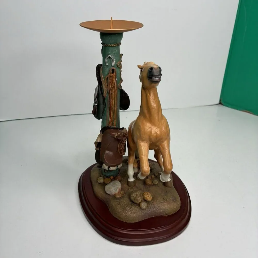 Danbury Mint Noble Yellow Golden Stallion Candlestick Holder By Gianni Benveuti
